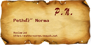 Pethő Norma névjegykártya